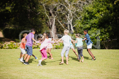 Kids playing together during a sunny day