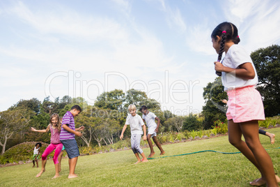 Kids playing together during a sunny day