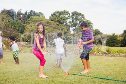 Kids playing together during a sunny day