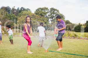 Kids playing together during a sunny day