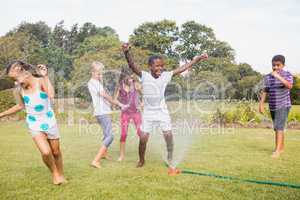 Kids playing together during a sunny day