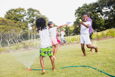 Kids playing together during a sunny day