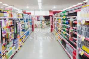 Focus on a aisle with sheleves