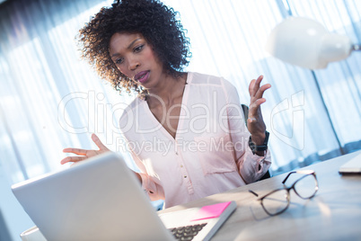 Businesswoman who gets angry on the computer