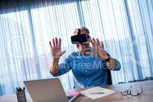 Businessman using an oculus