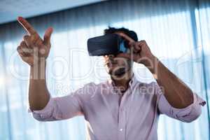 Businessman using an oculus