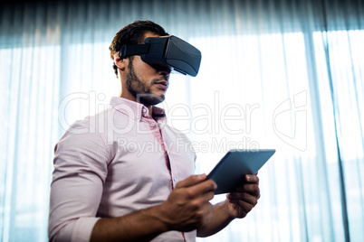 Businessman using an oculus