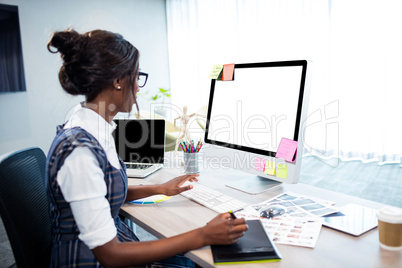 Businesswoman using a computer