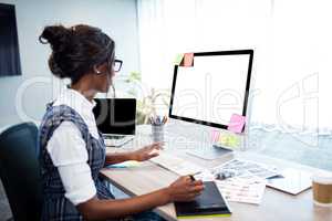 Businesswoman using a computer