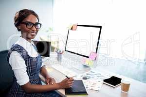 Businesswoman using a computer