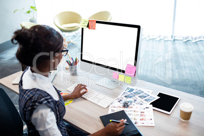 Businesswoman using a computer