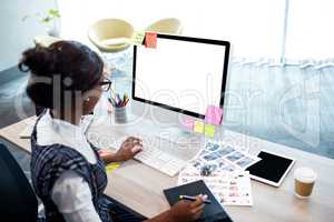 Businesswoman using a computer