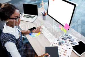 Businesswoman using a computer