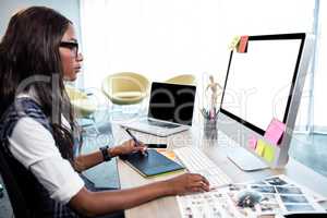 Businesswoman using a computer