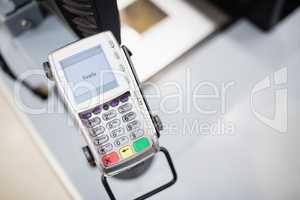 Focus on machine for credit card
