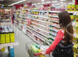 Rear view of woman shopping