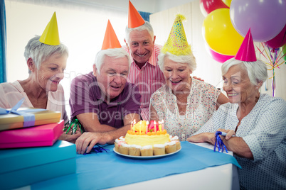 Group of seniors celebrating a birthday