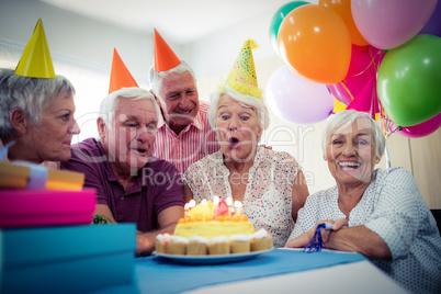 Group of seniors celebrating a birthday