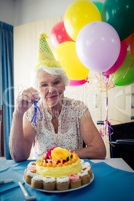 Senior woman celebrating her birthday