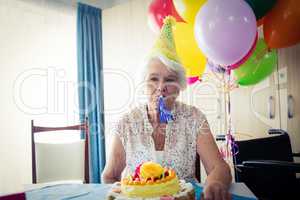 Senior woman celebrating her birthday