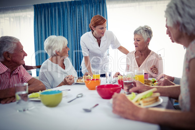 Pensioners at lunch