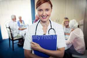 Portrait of a nurse with clipboard