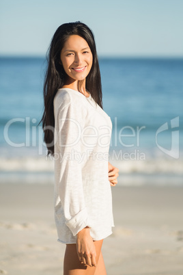 Woman smiling on beach