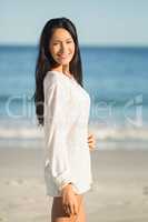 Woman smiling on beach