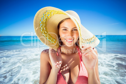 Attractive woman posing on beach