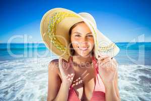 Attractive woman posing on beach