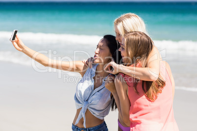 Young female friends taking selfie