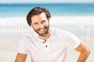 Young man relaxing on beach