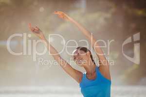 Woman exercising on beach