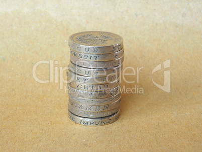 Pound coins pile