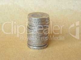 Pound coins pile