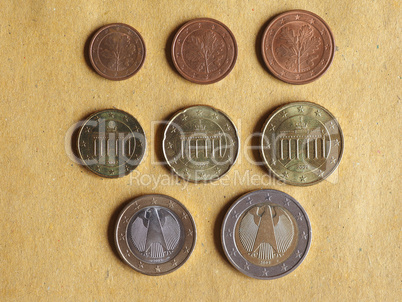 Euro coins flat lay