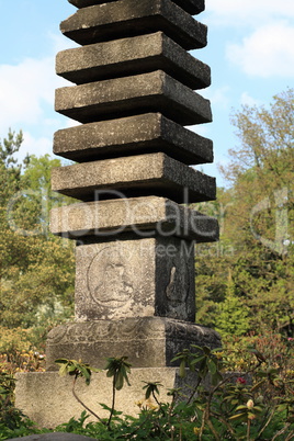 stone column in japan garden