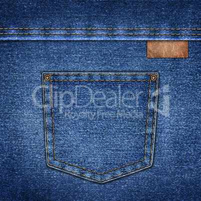 background simple denim with leather label close-up