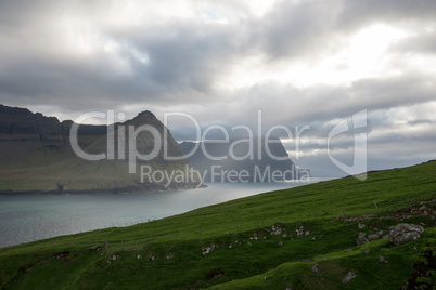 Landscape on the Faroe Islands as seen from Vidareidi