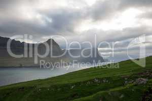 Landscape on the Faroe Islands as seen from Vidareidi