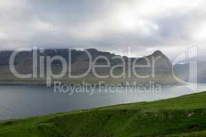 Landscape on the Faroe Islands as seen from Vidareidi