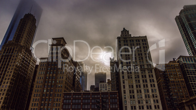 Chicago Skyscrapers With Foggy Sky