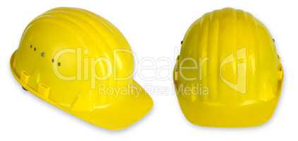 Zwei gelbe Arbeitsschutzhelme