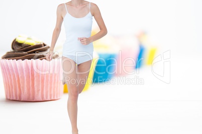 Composite image of fit woman is walking