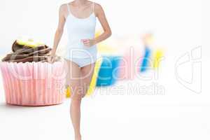 Composite image of fit woman is walking