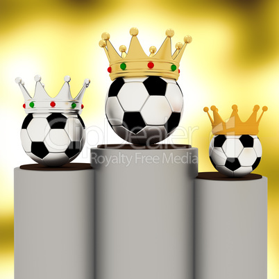 Ball with crown on the podium, 3D Illustration