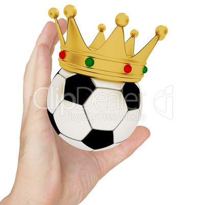 Hand with crowned ball, 3D Illustration