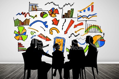 Composite image of businesspeople during a meeting