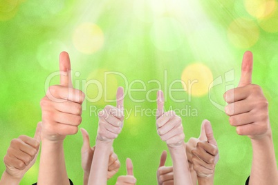 Composite image of thumbs up
