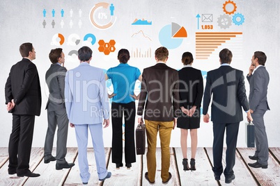 Composite image of businesspeople are looking some data